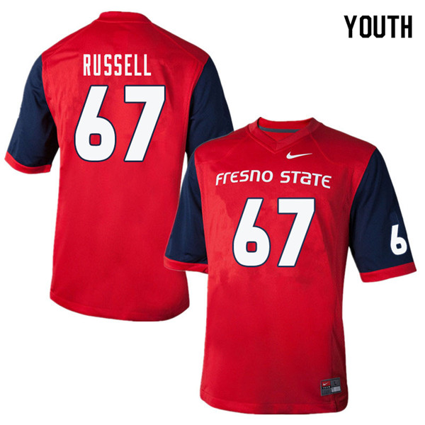 Youth #67 Chantz Russell Fresno State Bulldogs College Football Jerseys Sale-Red - Click Image to Close